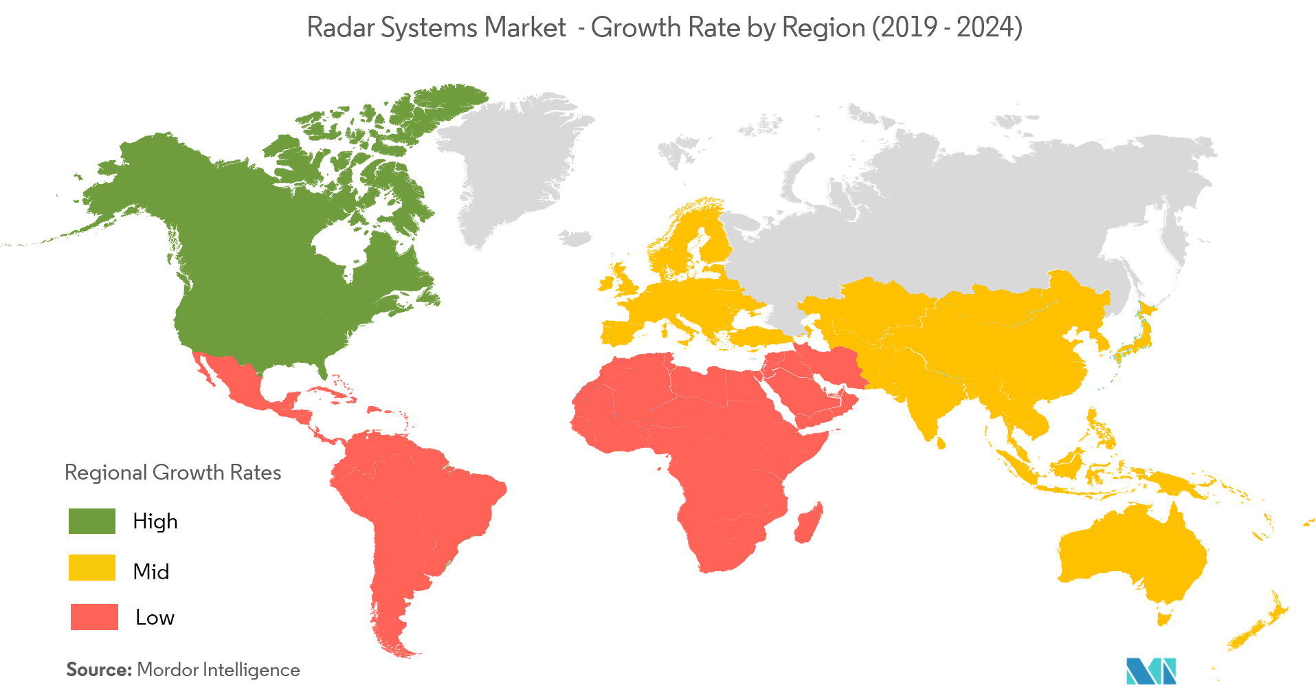 Radar Systems Market - Growth Rate by Region (2019-2024)
